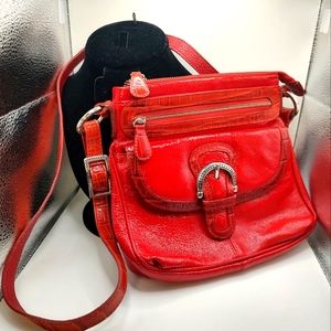 Brighton Cherry Red Patent Leather Small Crossbody Purse Bag!